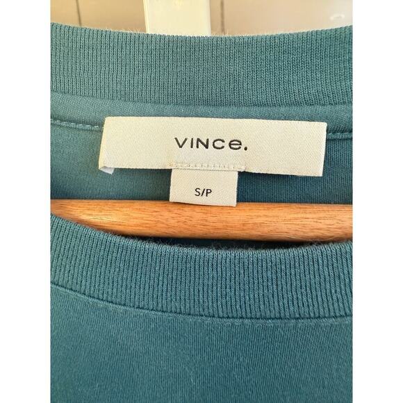 VINCE Tie-waist T-shirt Dress Green Blue Teal Size S - Picture 7 of 9